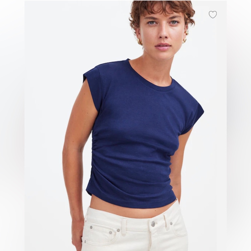 Madewell Top XXS Side-Cinch Muscle Tee Blue